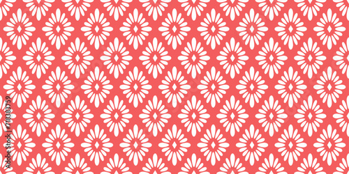 Beautiful red and white flower doodle style pattern vector