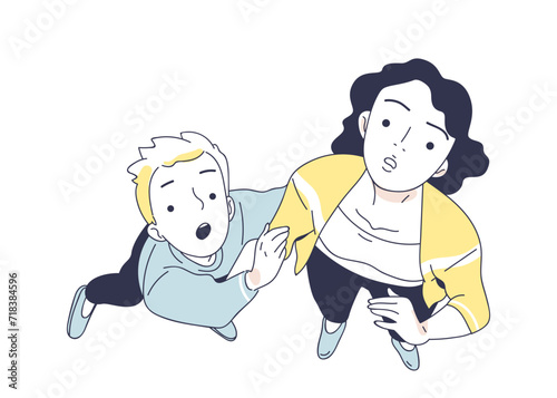 Person looking up doodle style vector
