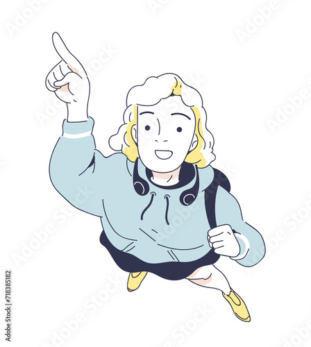 Person looking up doodle style vector