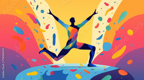 Man in active pose with vivid colors