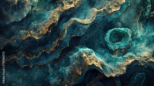 Emerald Waves and Golden Veins: A Mesmerizing Generative AI Landscape