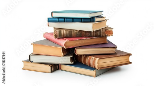 Pile of books isolated on white background. 