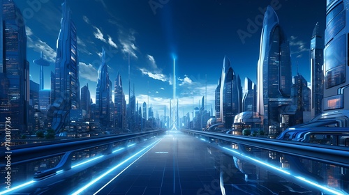 fictional street science fiction buildings  futuristic cityscape architecture  generative ai 