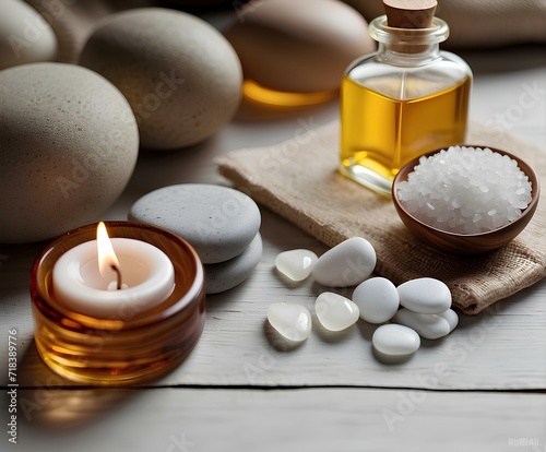 Spa necessities neatly arranged for rejuvenating treatments