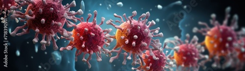 Coronavirus 2019-nCoV. SARS-CoV-2. Viruses influenza as dangerous flu strain cases as a pandemic. 3D illustration photo