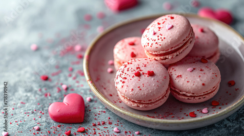 macaroon on a plate with  love heart  photo
