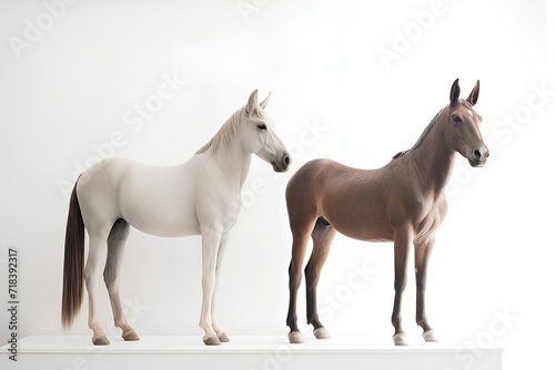 two horses on white