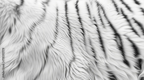 Close up of white tiger fur animal print background. Fashionable skin texture banner photo