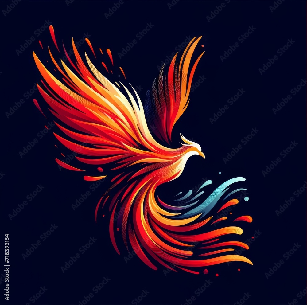 Vibrant Phoenix Illustration, Mythical Creature Concept Vibrant Phoenix Illustration, Mythical Creature Concept