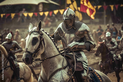 medieval jousting tournament, where knights in shining armor battle for honor and glory