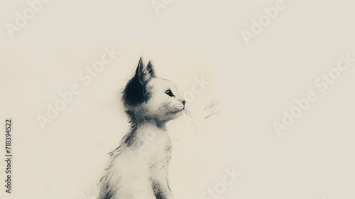 Curious Whiskers Cat: A Sketch in Contrast photo