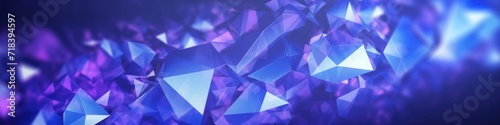 Abstract blue diamond background with bright light. Generative AI. photo