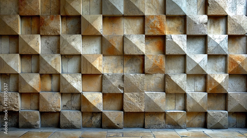 The texture of the limestone slab with a geometric pattern creating a sense of order and symmetry © JVLMediaUHD