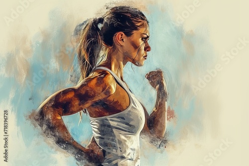 Portrayal of a strong and confident woman, embodying the essence of winning and pursuing life goals with determination generative ai