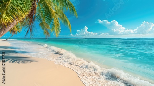 Tranquil beach scene. Exotic tropical beach landscape for background or wallpaper. Design of summer vacation holiday concept. © buraratn