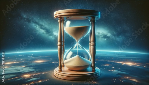 Stunning Hourglass with Cosmic Background, Time Concept © Skyfe