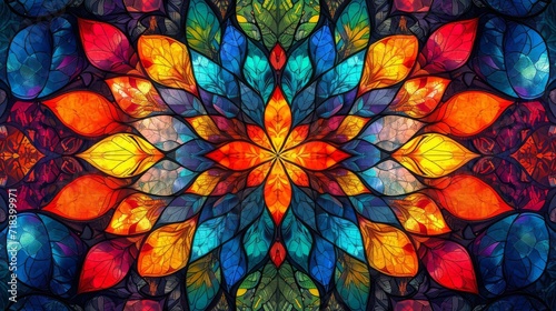Stained glass window background with colorful abstract.  © soysuwan123