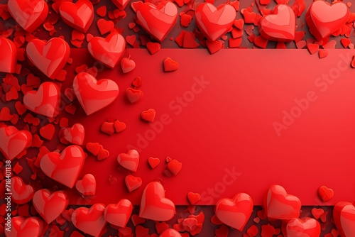 Many Red Hearts on Red Background