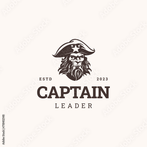 Pirate captain logo,marine military captain logo