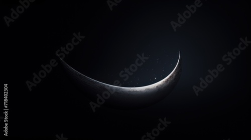  a crescent moon in the middle of a dark night sky with a star in the middle of the crescent of the moon.
