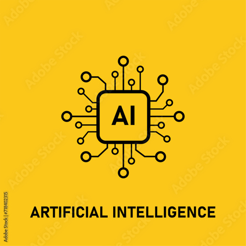Artificial intelligence. AI.The concept of artificial intelligence. Neural network. Vector illustration.