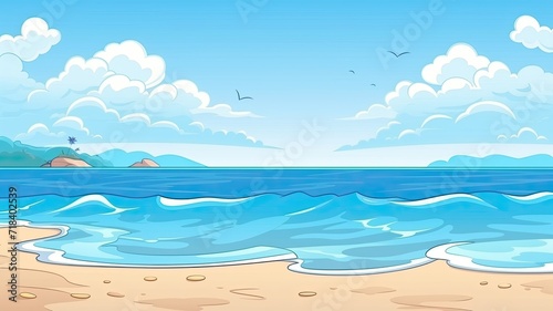 cartoon illustration ocean or sea seashore.