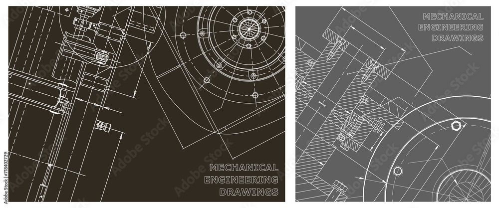 Fototapeta premium Engineering illustration set. Cover, flyer, banner, background