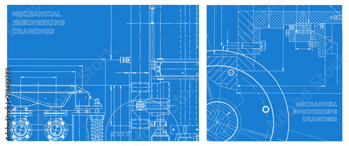 Engineering illustration set. Cover, flyer, banner, background photo