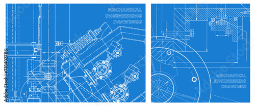 Engineering illustration set. Cover, flyer, banner, background