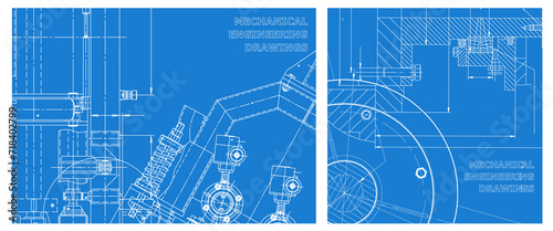 Engineering illustration set. Cover, flyer, banner, background