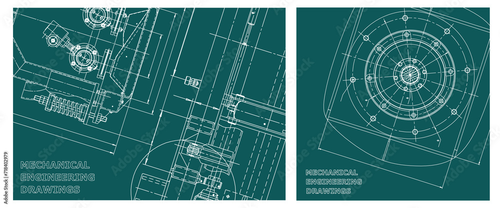 Obraz premium Engineering illustration set. Cover, flyer, banner, background