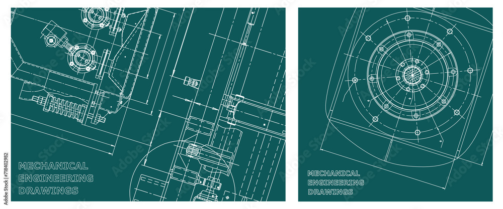 Obraz premium Engineering illustration set. Cover, flyer, banner, background