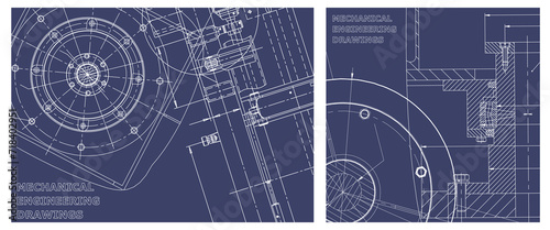 Engineering illustration set. Cover, flyer, banner, background