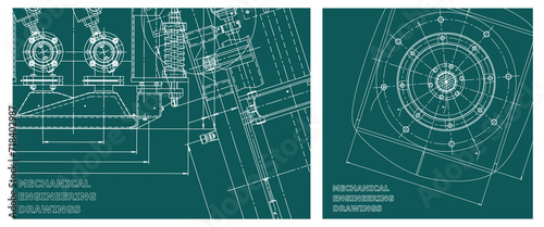 Engineering illustration set. Cover, flyer, banner, background