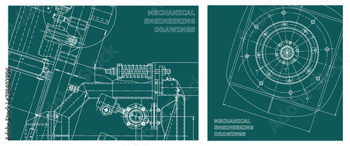 Engineering illustration set. Cover, flyer, banner, background