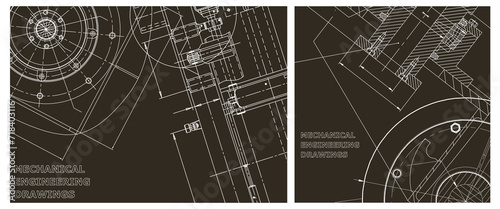 Engineering illustration set. Cover, flyer, banner, background