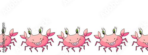 Marine seamless border. Children's fairy-tale drawing