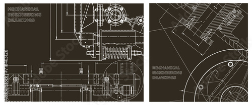 Engineering illustration set. Cover, flyer, banner, background