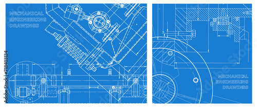 Engineering illustration set. Cover, flyer, banner, background