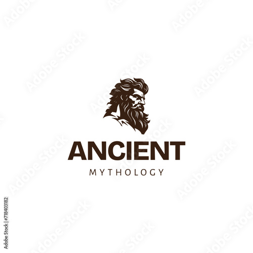 zeus head logo,Old Beard Man Mustache logo