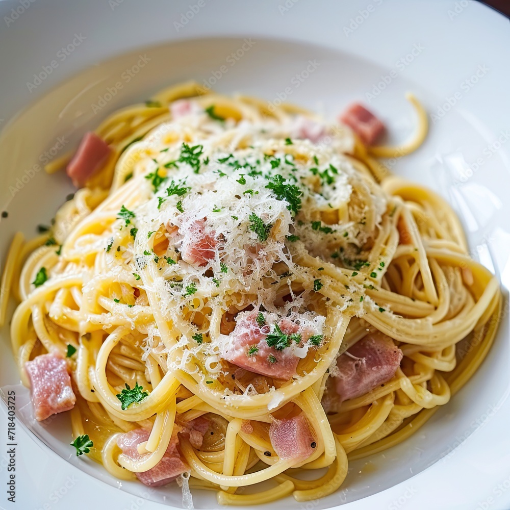 Pasta with ham and cream cheese. For the menu Pasta with ham and cream cheese. For the menu