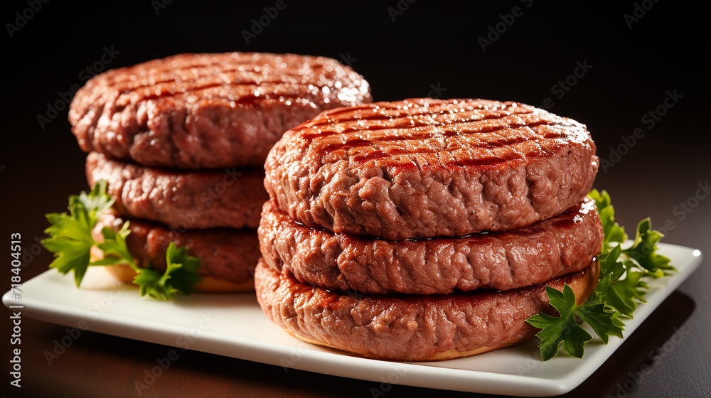 Raw and cooked hamburger patties Raw and cooked hamburger patties