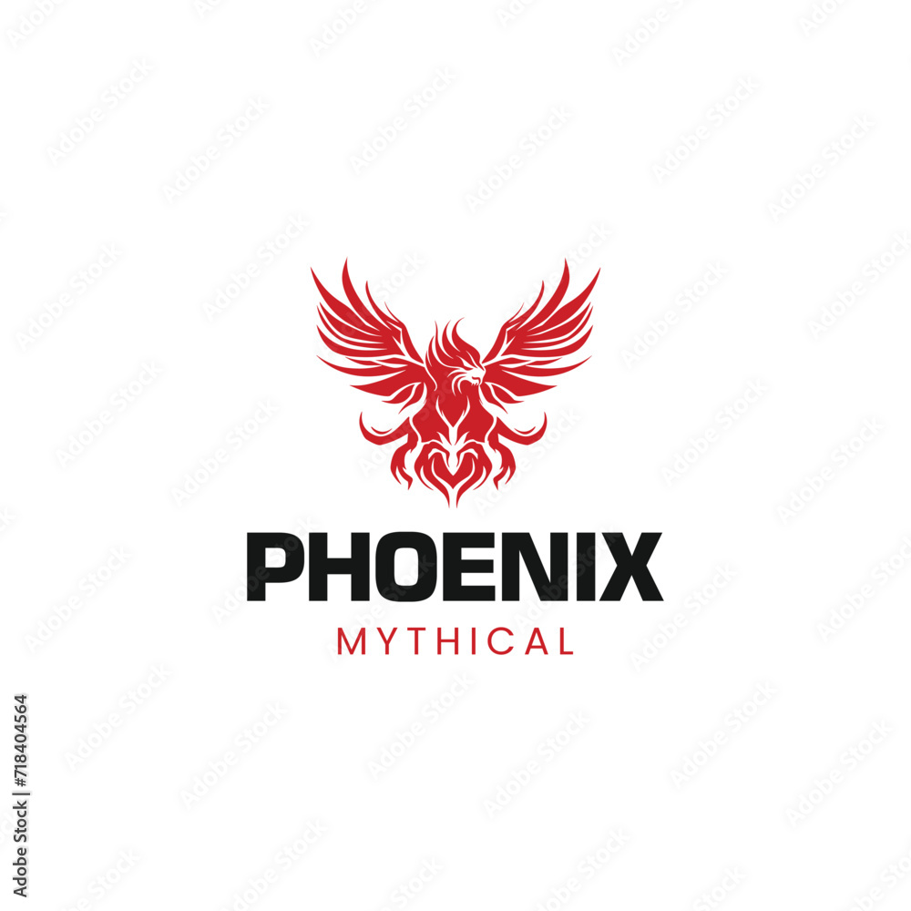  rising phoenix logo design. Firebird, flame fire wing vector icon