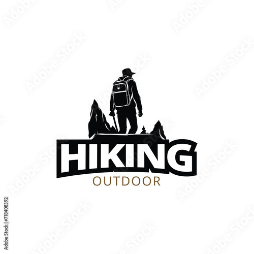 adventure hiking logo vector vintage illustration design