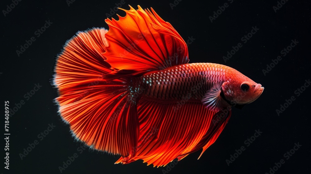 dumbo betta splendens fighting fish in thailand on black background. Generative AI. dumbo betta splendens fighting fish in thailand on black background. Generative AI.