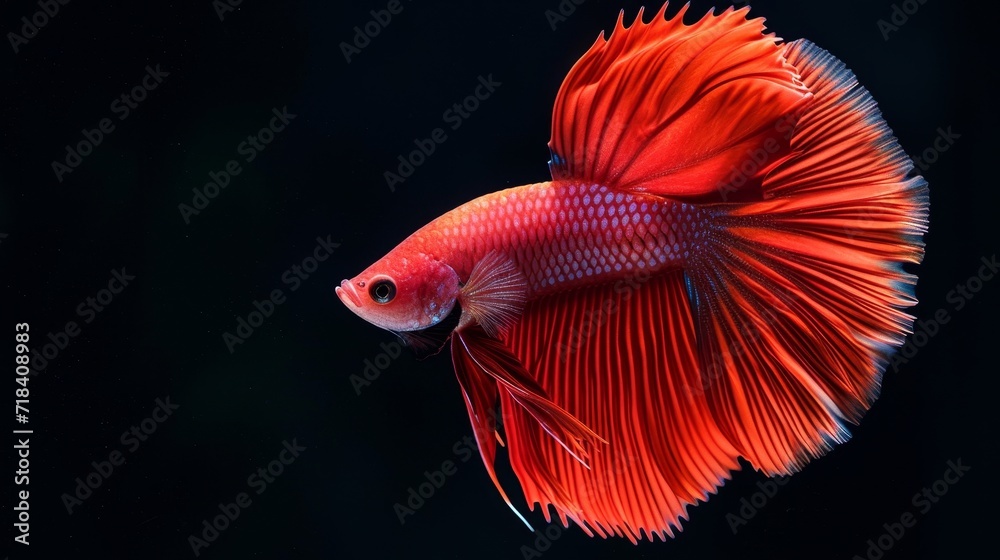 dumbo betta splendens fighting fish in thailand on black background. Generative AI. dumbo betta splendens fighting fish in thailand on black background. Generative AI.