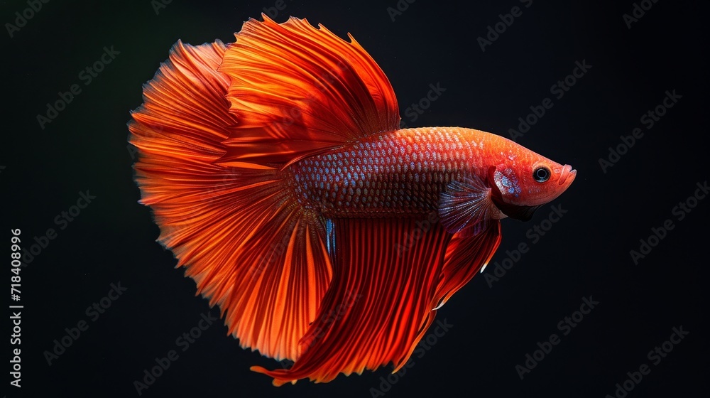 dumbo betta splendens fighting fish in thailand on black background. Generative AI. dumbo betta splendens fighting fish in thailand on black background. Generative AI.