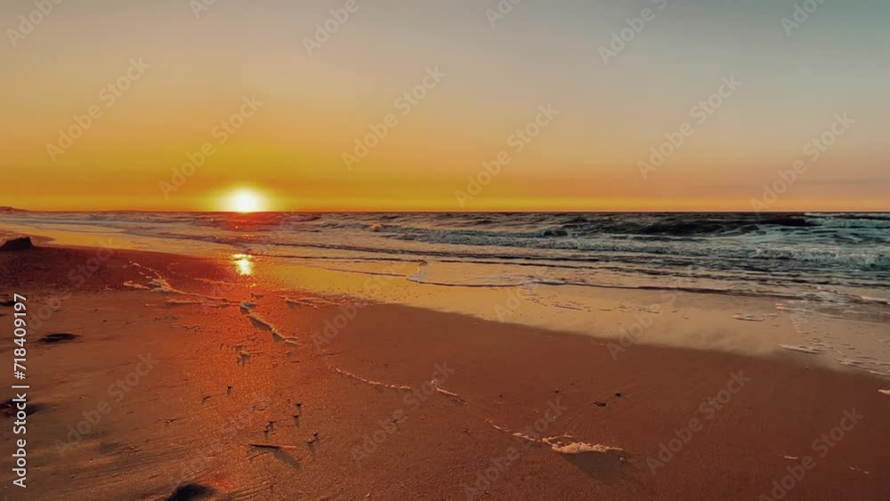 Sunset on the beach in Golubitskaya. Beautiful sunset on the background of the sea. Sunset landscape, amazing light of nature. The background of the nature environment.The Sea of Azov. Golubitskaya 4К Sunset on the beach in Golubitskaya. Beautiful sunset on the background of the sea. Sunset landscape, amazing light of nature. The background of the nature environment.The Sea of Azov. Golubitskaya 4К