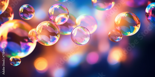 Bright background of soap bubbles