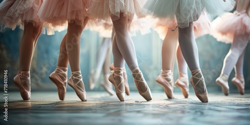 Young ballerinas wearing pointe shoes dancing